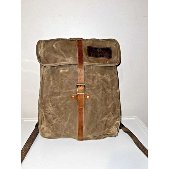 SOLSTICE Oil Waxed Canvas Rucksack Backpack Brown Leather Strap Accents - Picture 1 of 11